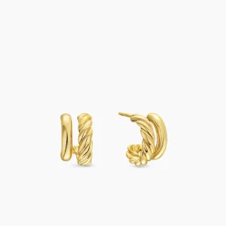 Gold Twisted Rope Motif Hinged Hoop Design Earrings