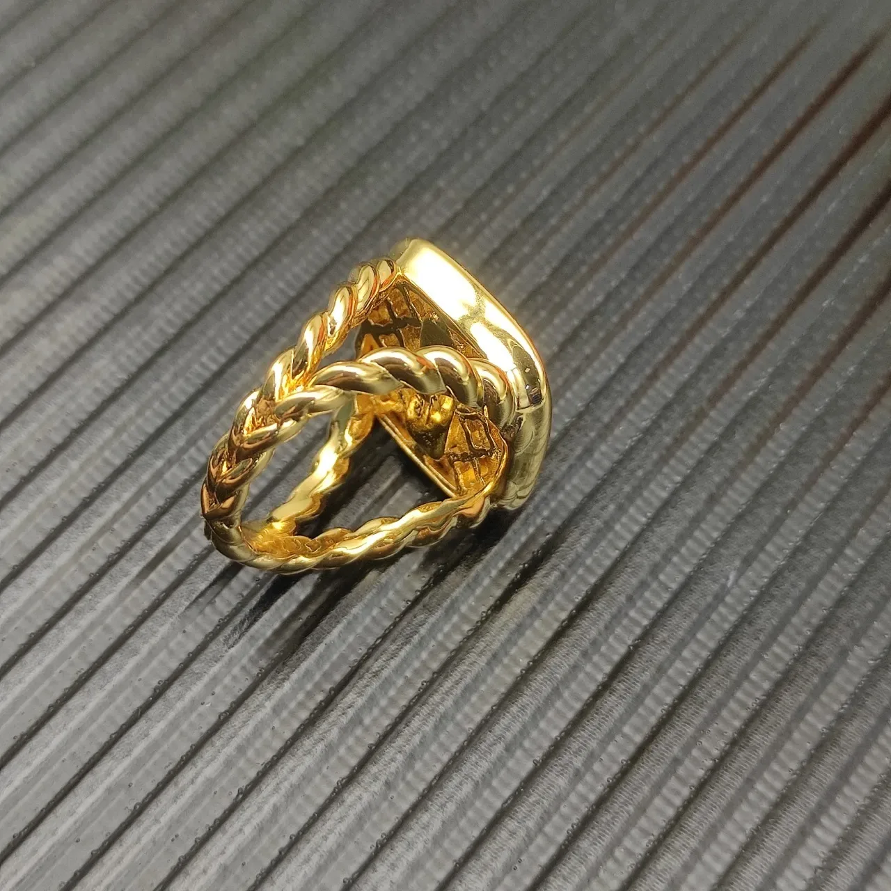 Gold White Pavé-Set Square Face Ring 4
