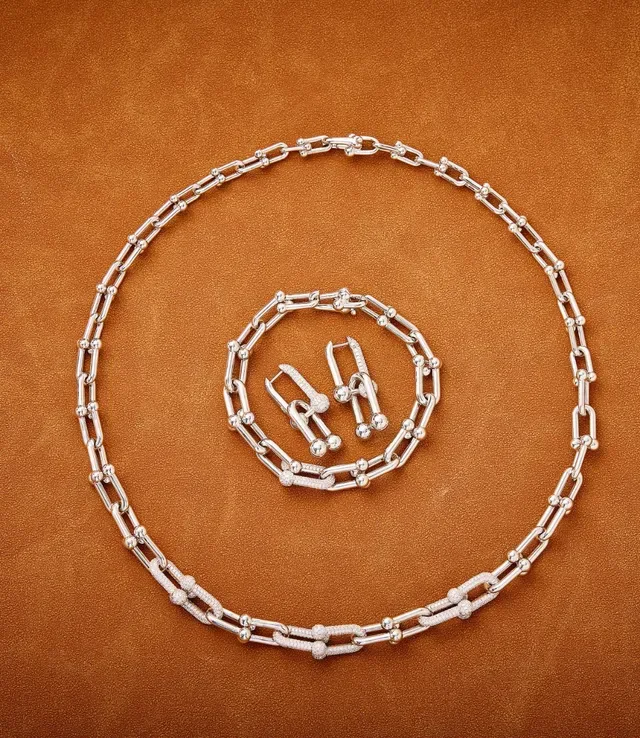 Gold White Rose Chain-Link Spherical Bead Accents Bracelet 6