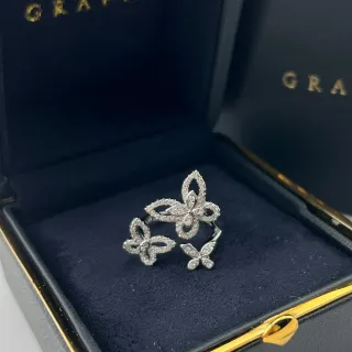Graff প্রজাপতি মোটিফ Pavé-Set সাদা ধাতুর রিং