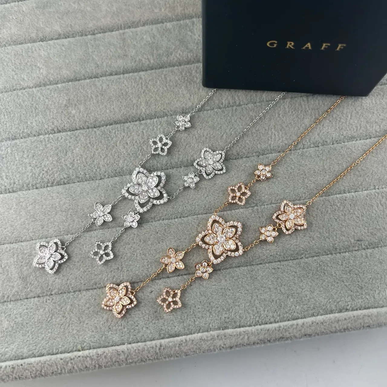 Graff Floral Pavé Diamond Cascade Necklace 6