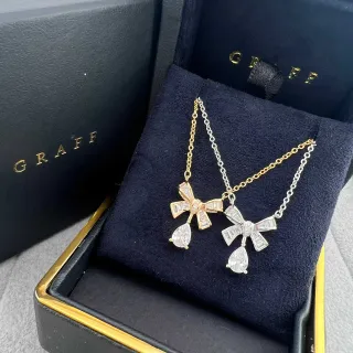 Graff 金银蝴蝶形钻石图案垂坠吊坠项链