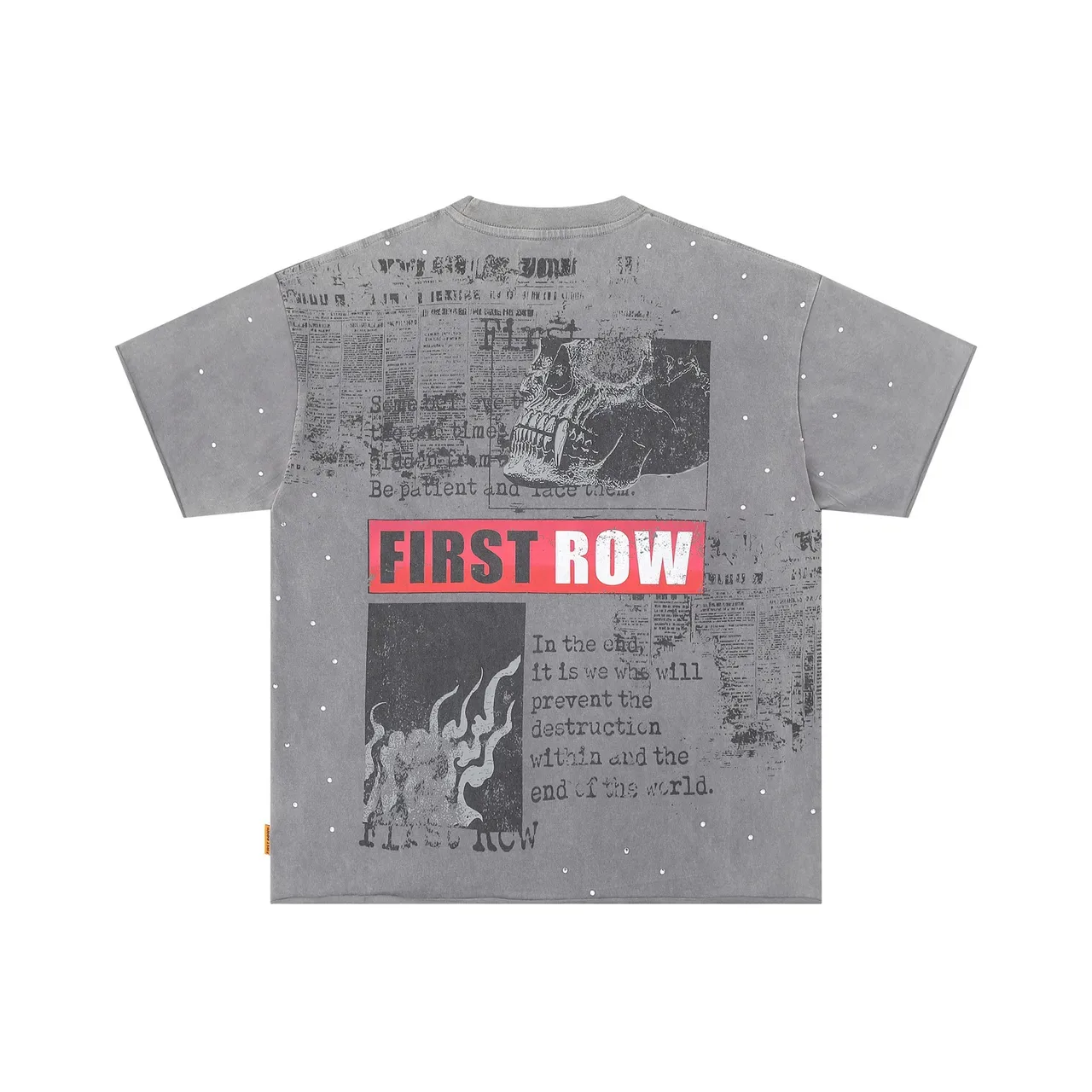 Graphic-Print Distressed Typography Perforated Oversized T-Shirt 5