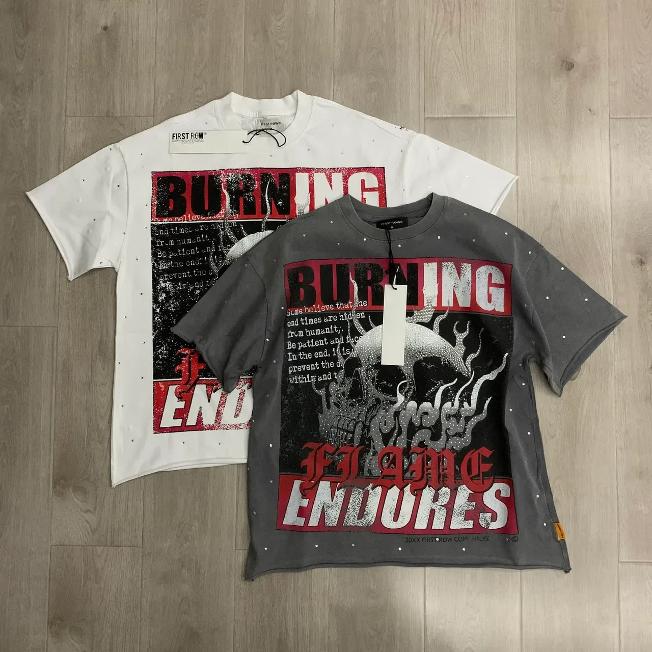 Graphic-Print Distressed Typography Perforated Oversized T-Shirt 10