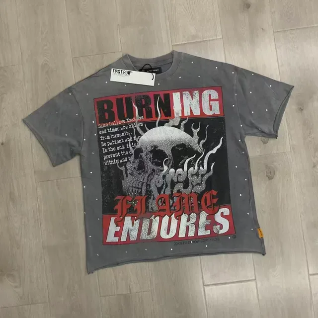 Graphic-Print Distressed Typography Perforated Oversized T-Shirt 12