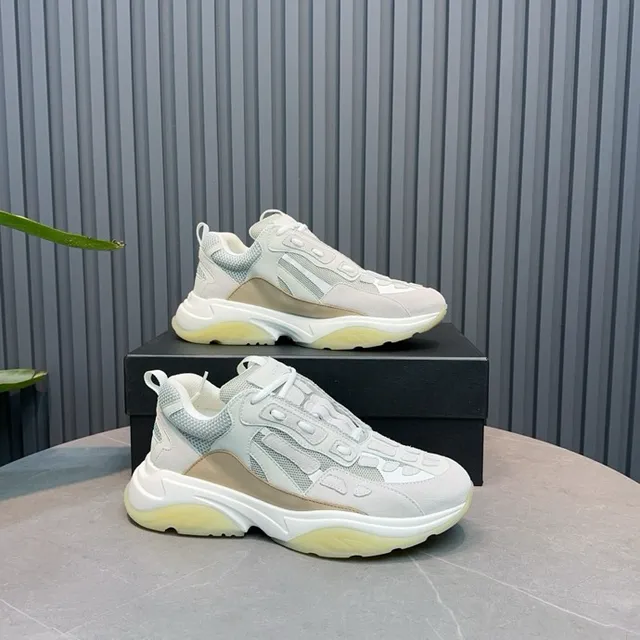 Gray Beige Oversized Sole Mesh And Synthetic Paneling Chunky Sneakers 7