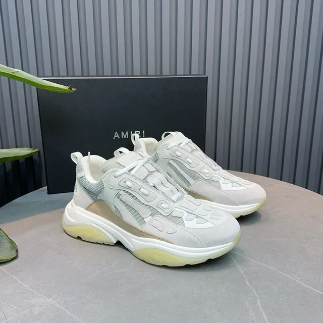 Gray Beige Oversized Sole Mesh And Synthetic Paneling Chunky Sneakers 9