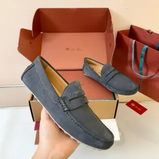 Gray Beige Suede Upper Penny Strap Loafer