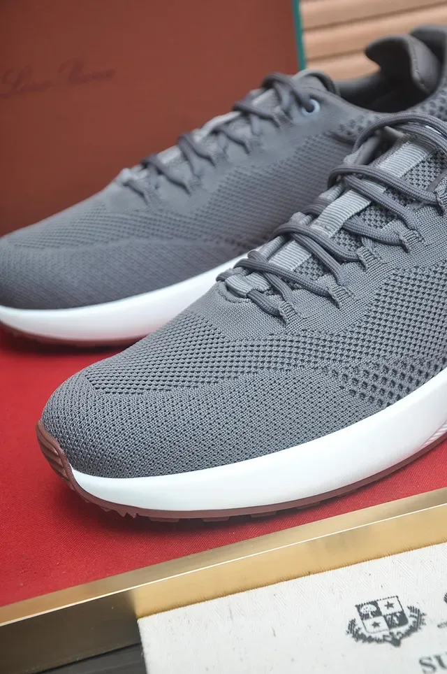 Gray Knit Upper White Midsole Brown Outsole Lifestyle Sneaker 2