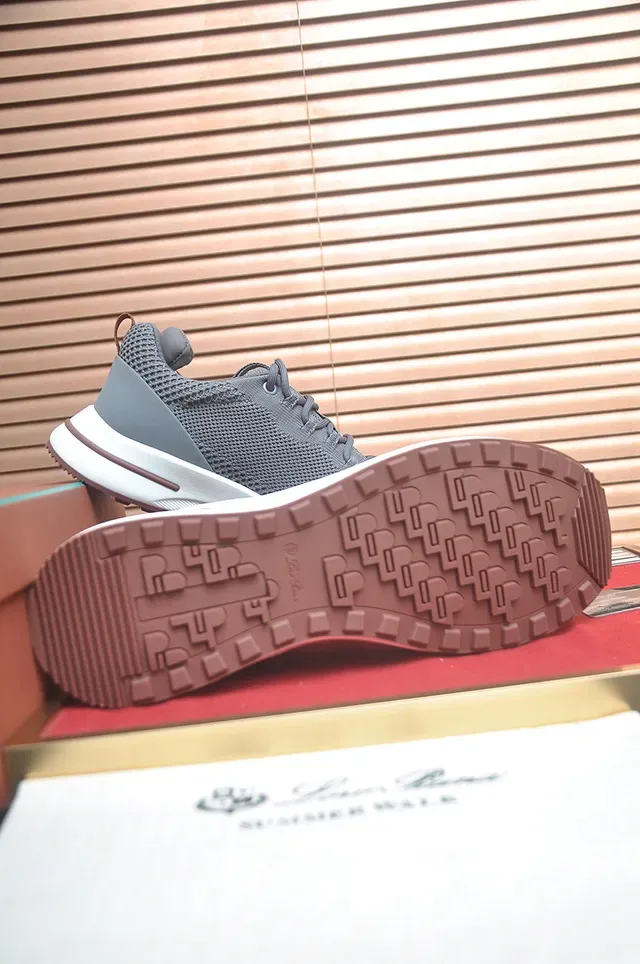 Gray Knit Upper White Midsole Brown Outsole Lifestyle Sneaker 3