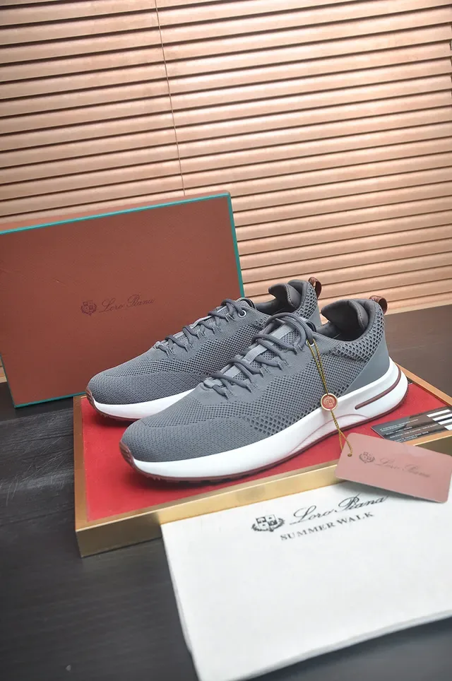 Gray Knit Upper White Midsole Brown Outsole Lifestyle Sneaker 4