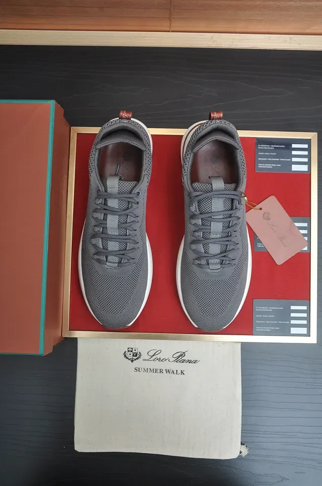 Gray Knit Upper White Midsole Brown Outsole Lifestyle Sneaker 5