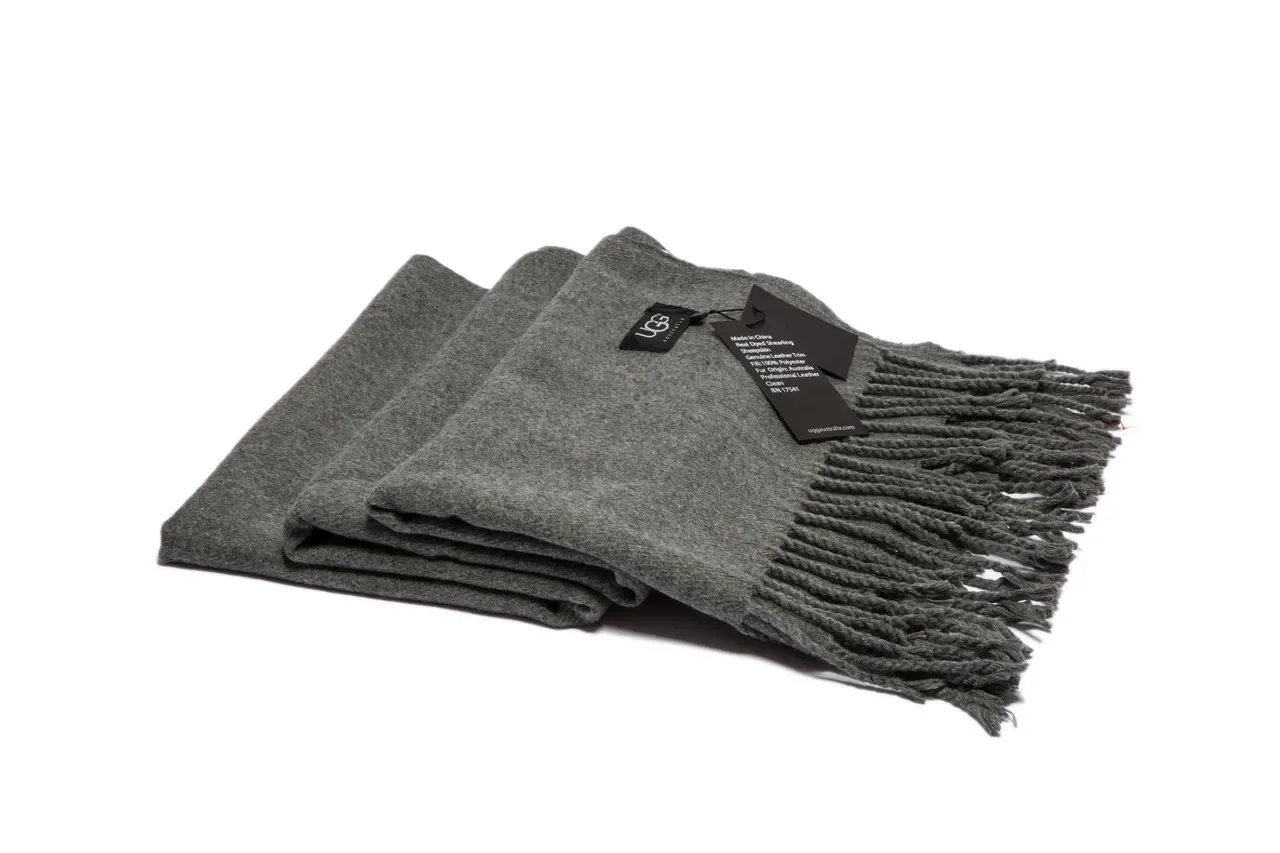 Gray Knitted Braided Fringe Scarve 9