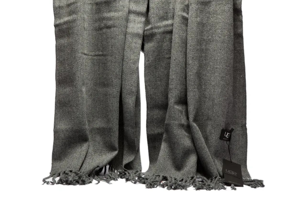Gray Knitted Braided Fringe Scarve 13
