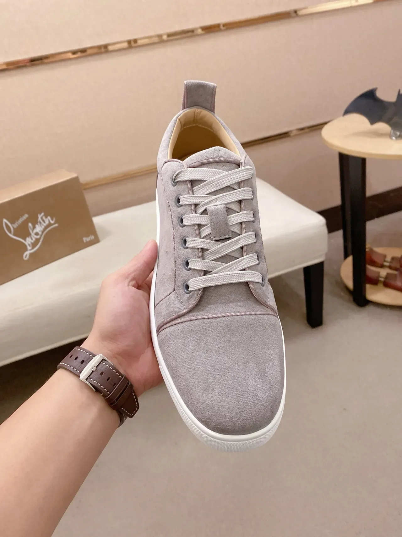 Gray Suede Low-Top Lace-Up Sneaker 5