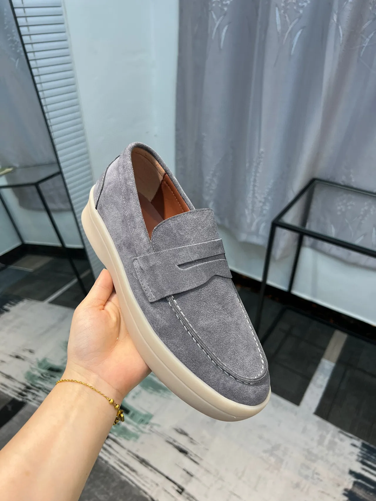 Gray Suede Penny Loafer Slip-On Loafers 5