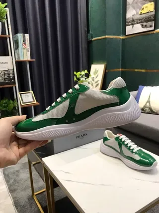 Green and White Patent Leather Lifestyle Sneakers 6