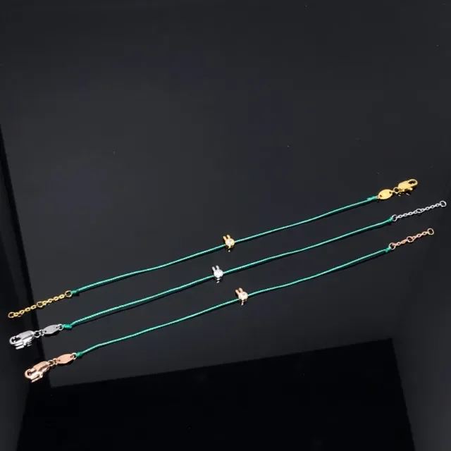 Green Gold Bunny-Ear Charm Faceted Crystal Center Necklace 4