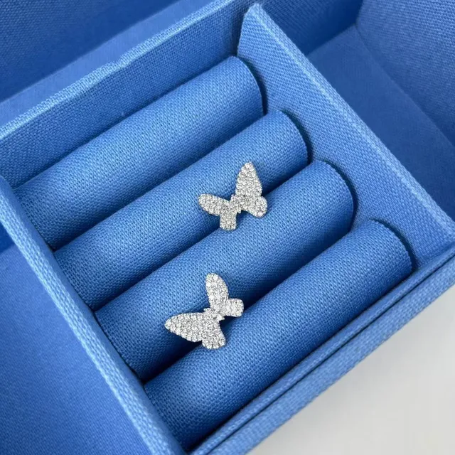 HEFANG Butterfly Pavé Crystal Stud Earrings 4