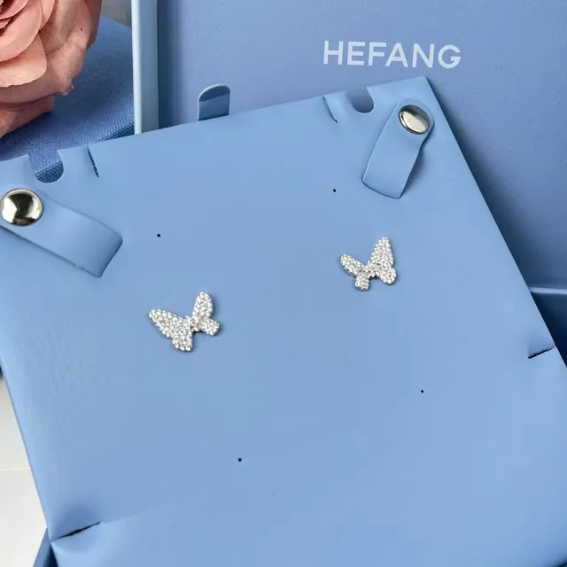 HEFANG Butterfly Pavé Crystal Stud Earrings 5