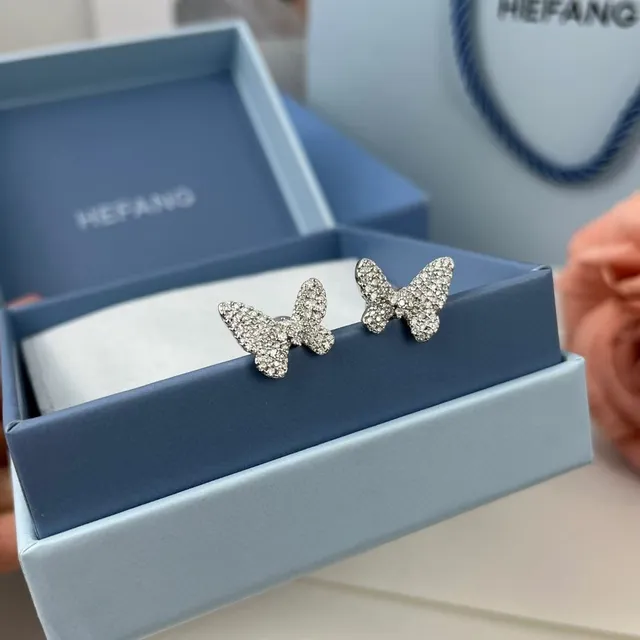 HEFANG Butterfly Pavé Crystal Stud Earrings 8