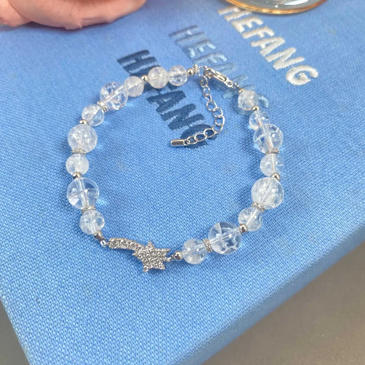 HEFANG Clear Beaded Star Charm Bracelet 9