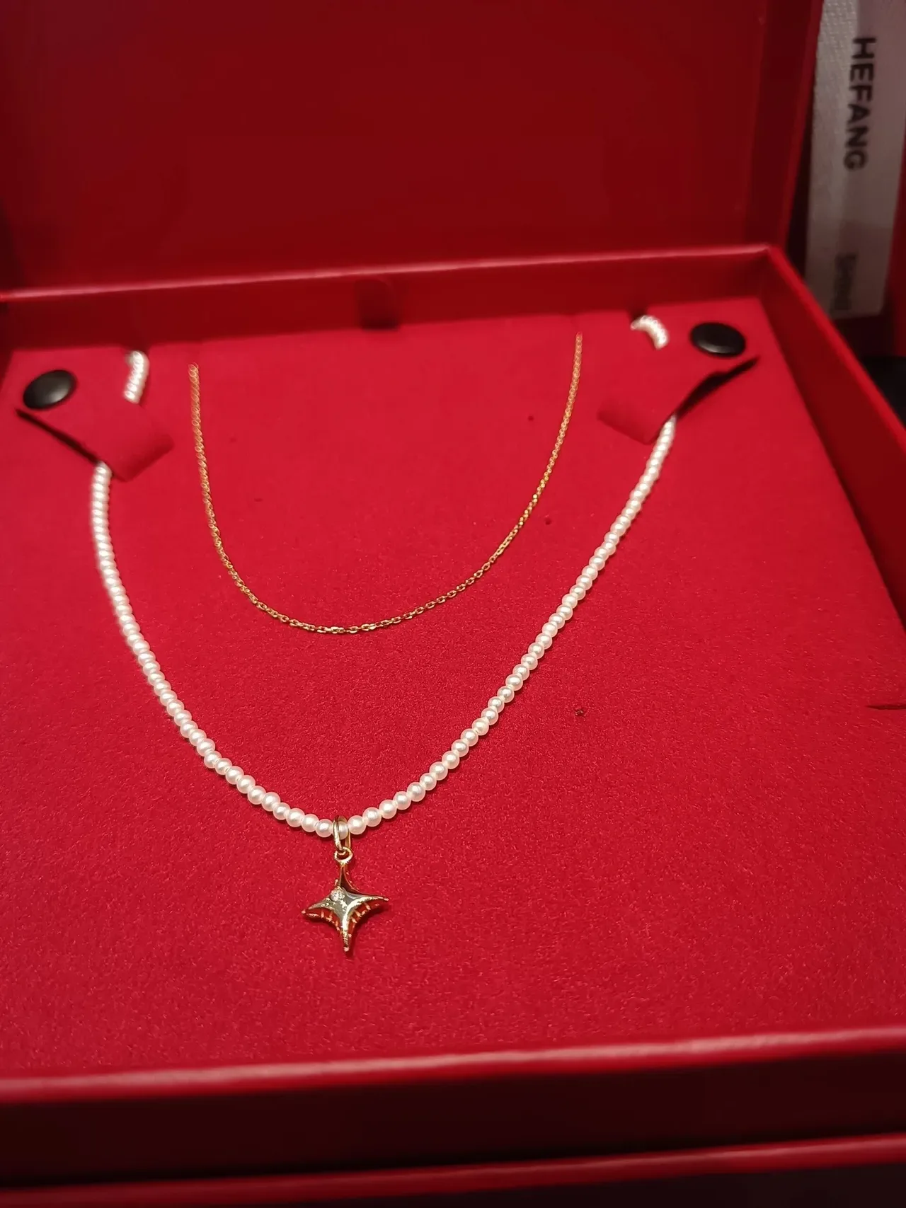 HEFANG Pearl and Gold-Tone Star Pendant Necklace 3