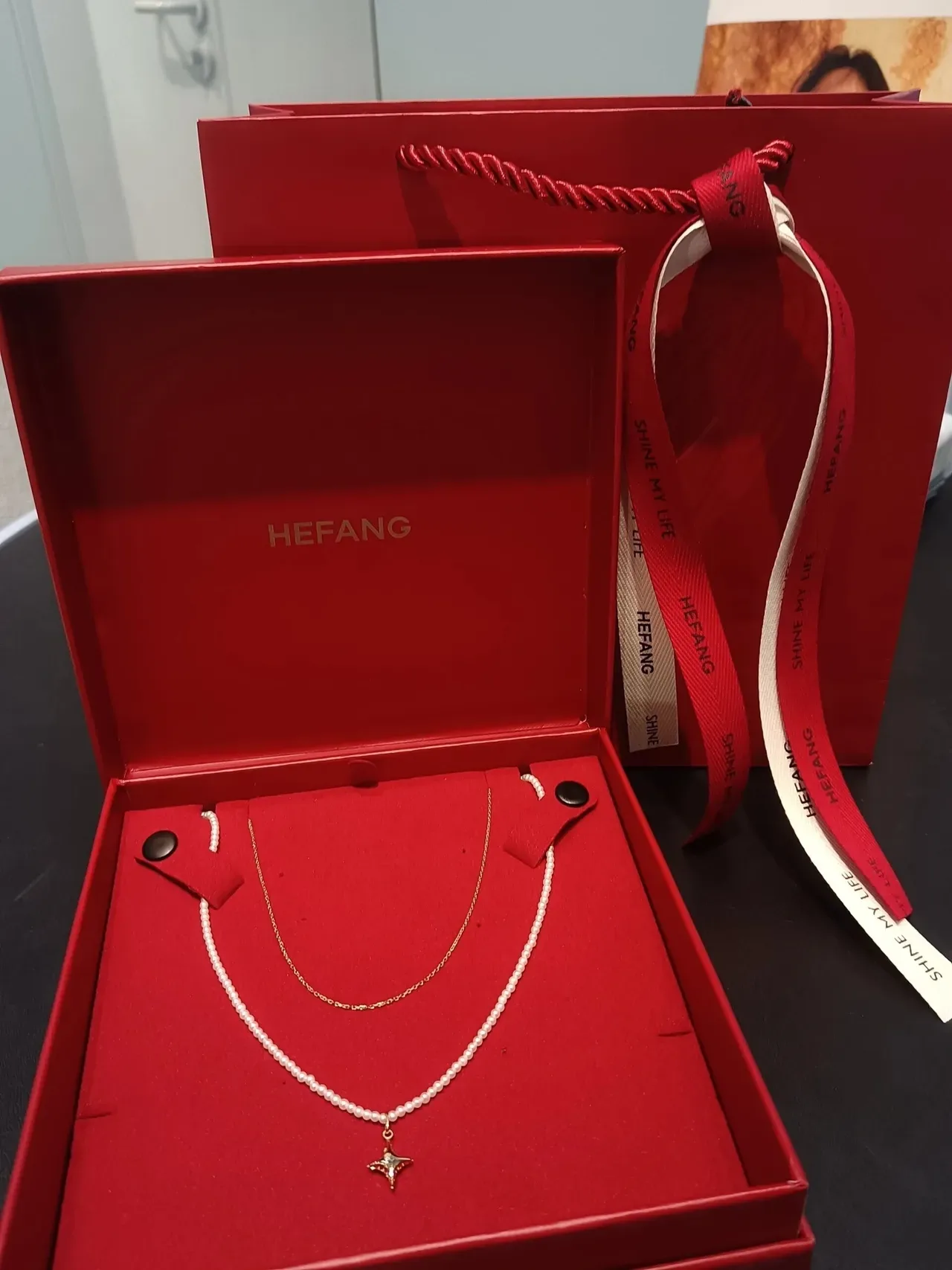 HEFANG Pearl and Gold-Tone Star Pendant Necklace 4