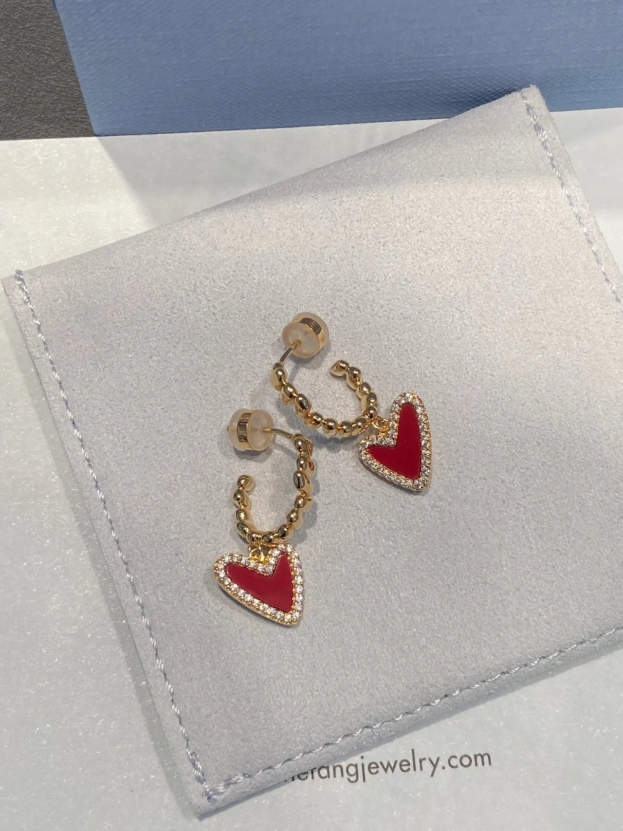 HEFANG Red Gold Heart-Shaped Pendant Enamel Center Necklace 5
