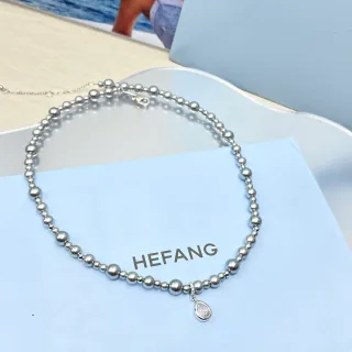 HEFANG Choker Argent Perles Sphériques Graduées