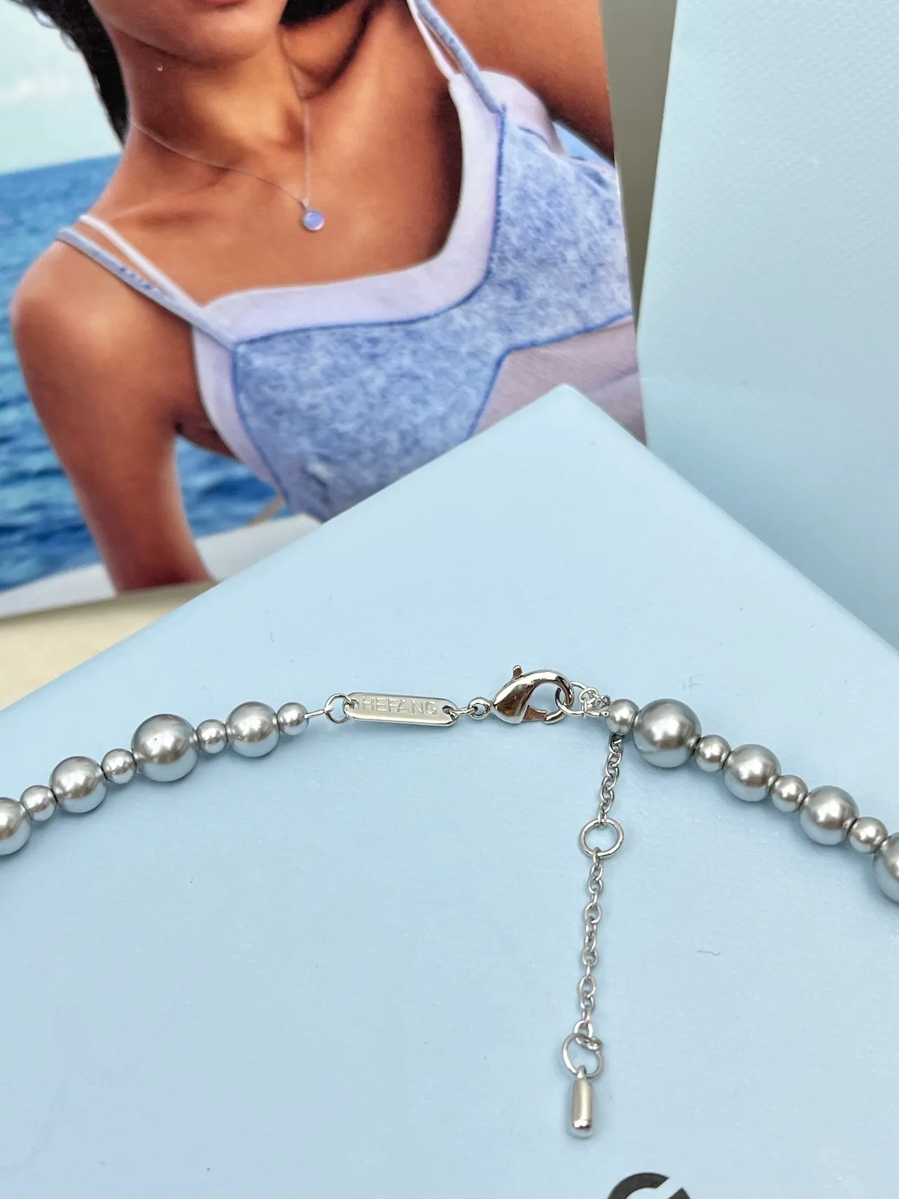 HEFANG Silver Beaded Choker Graduated Sphere Beads Necklace 4