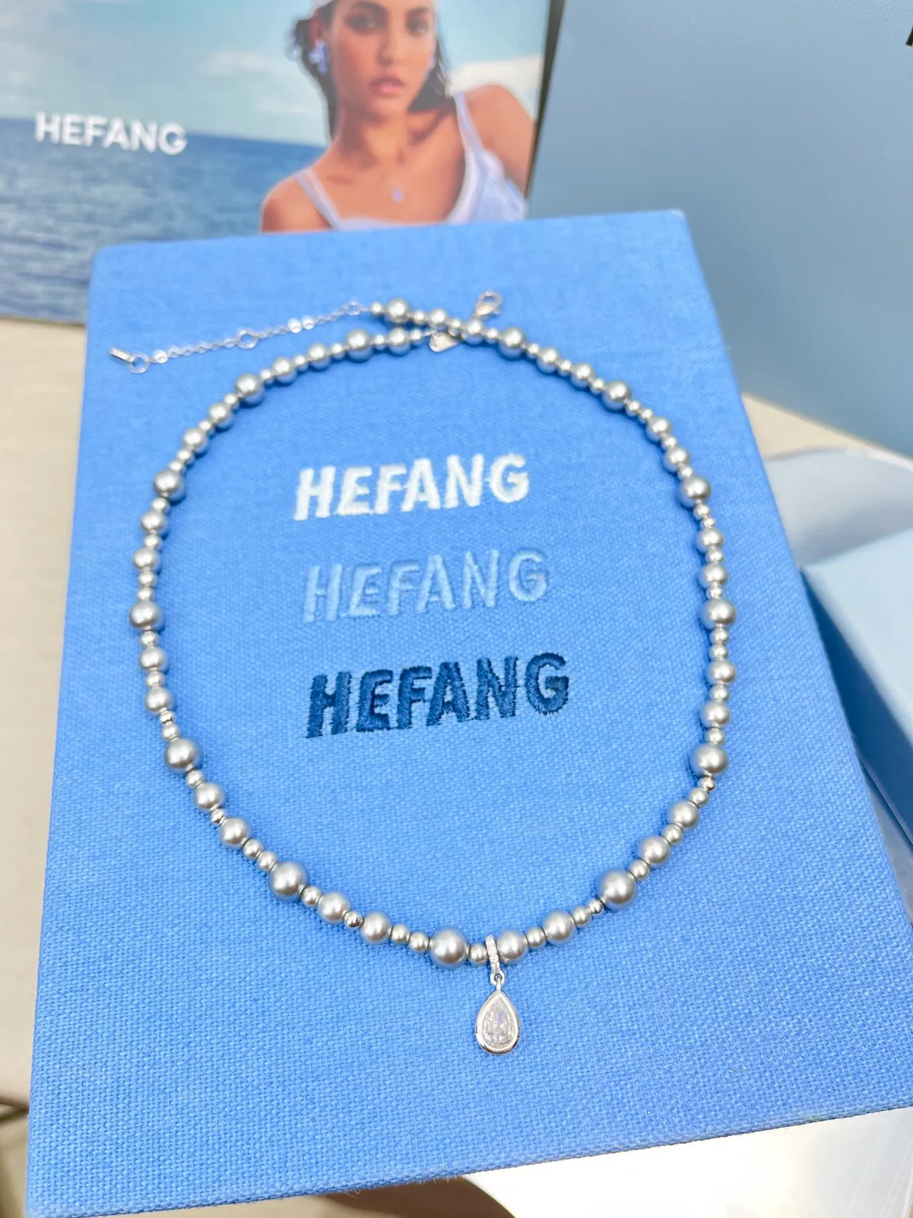 HEFANG Silver Beaded Choker Graduated Sphere Beads Necklace 6