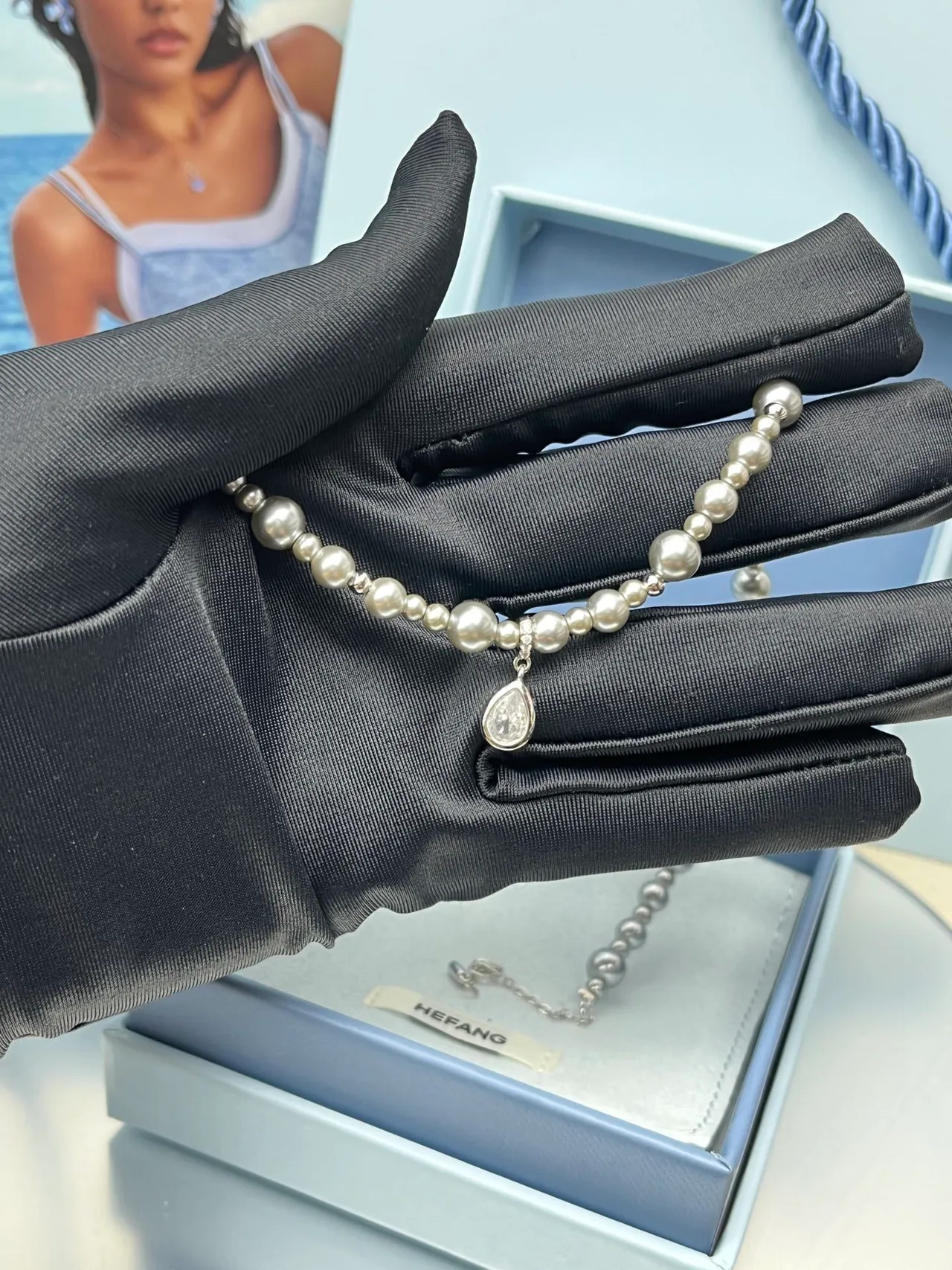 HEFANG Silver Beaded Choker Graduated Sphere Beads Necklace 7