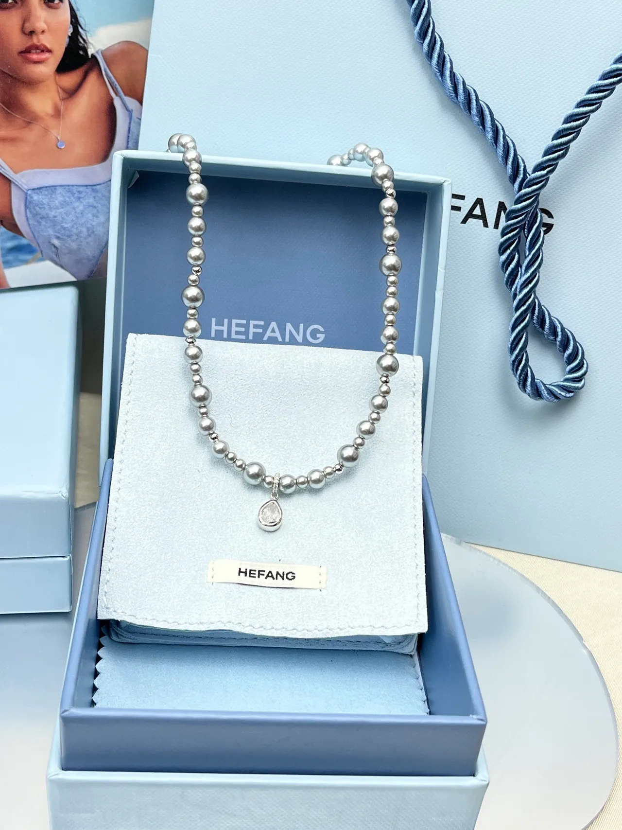 HEFANG Silver Beaded Choker Graduated Sphere Beads Necklace 9