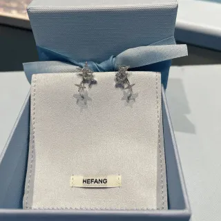 HEFANG Star-Shaped Crystal Double-Layer Stud Earrings