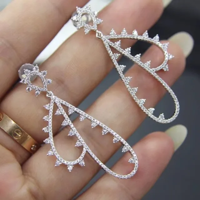 HEFANG Teardrop Pavé Crystal Spike Earrings 5