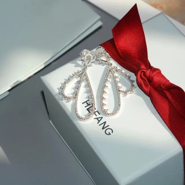HEFANG Teardrop Pavé Crystal Spike Earrings 6