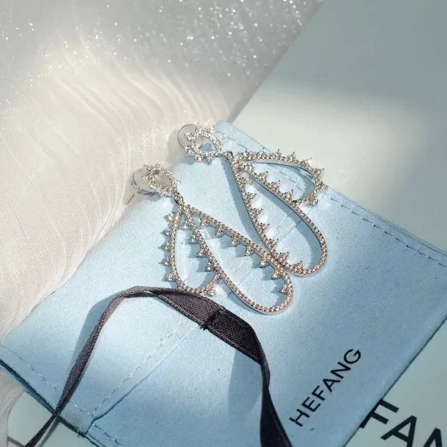HEFANG Teardrop Pavé Crystal Spike Earrings 7