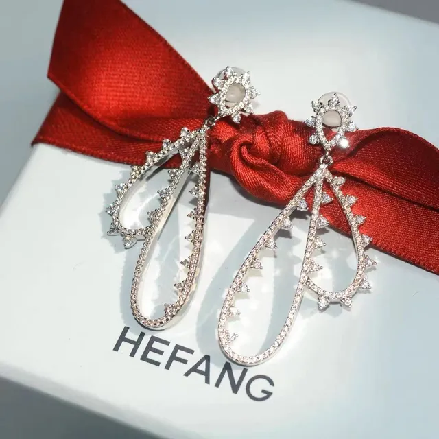 HEFANG Teardrop Pavé Crystal Spike Earrings 9