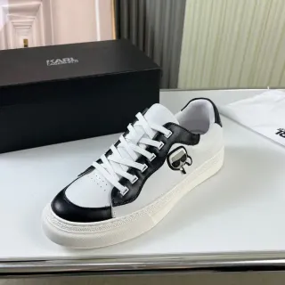 Karl Lagerfeld IKONIK حذاء سنيكرز جلدي أبيض وأسود للأسلوب الحياة