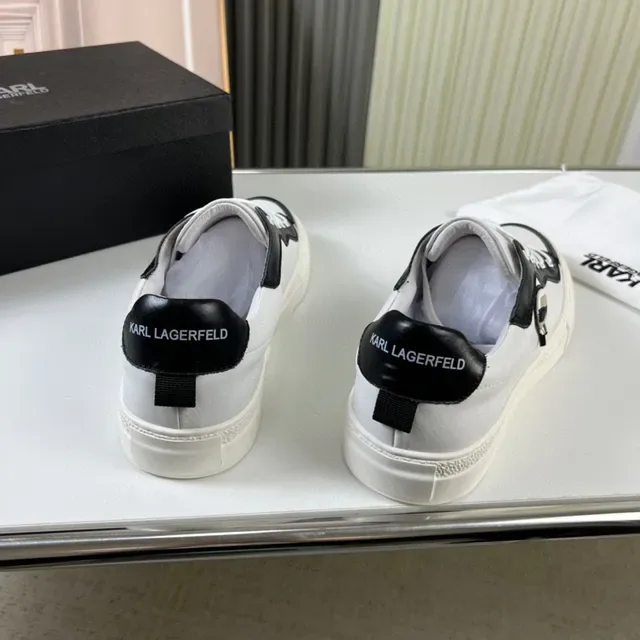 Karl Lagerfeld IKONIK White and Black Leather Lifestyle Sneakers 6
