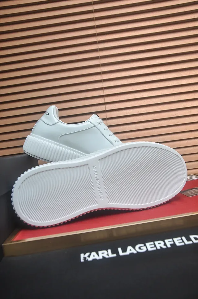 Karl Lagerfeld White Leather Ridged Platform Lifestyle Sneakers 4