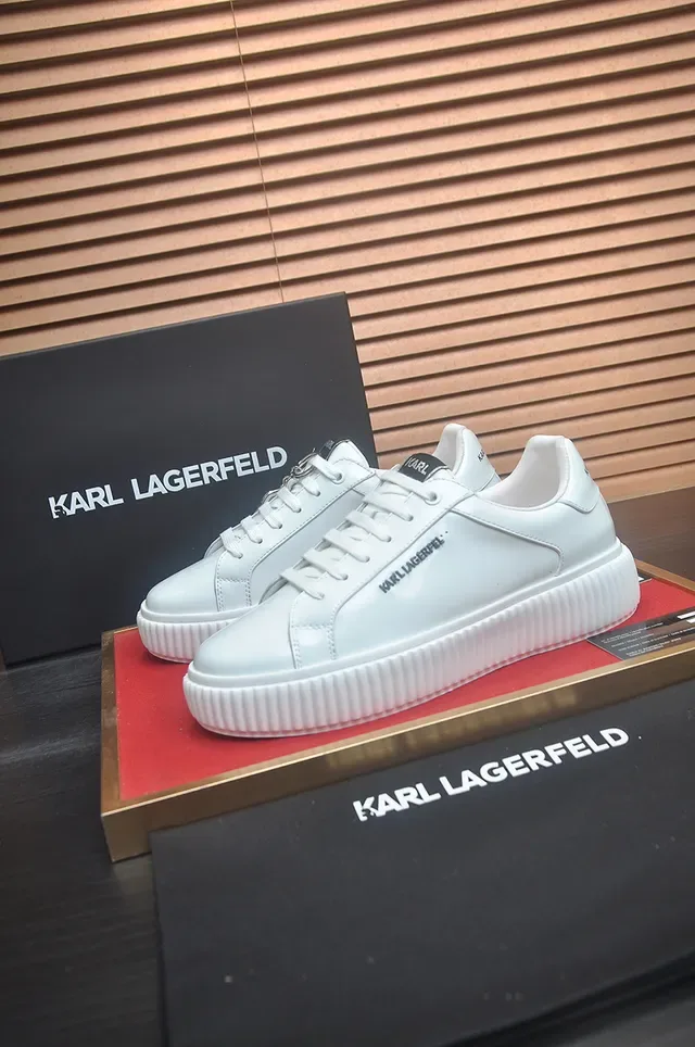 Karl Lagerfeld White Leather Ridged Platform Lifestyle Sneakers 5