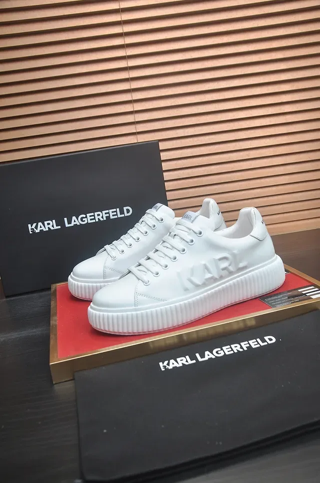 Karl Lagerfeld Baskets Lifestyle Plateforme Blanches Côtelées 4