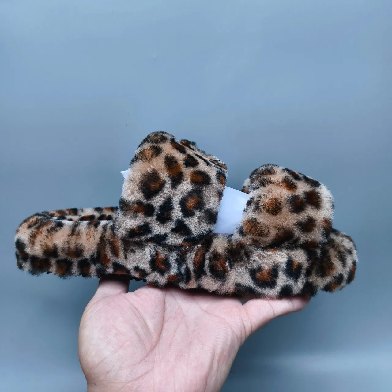 Leopard-Print Faux Fur Open-Back Plush Slippers 2