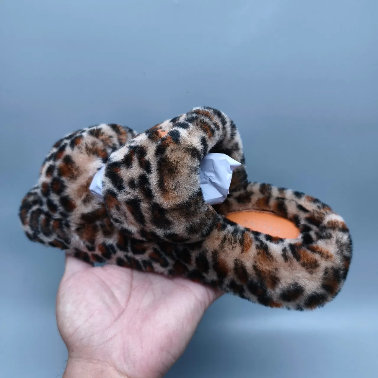 Leopard-Print Faux Fur Open-Back Plush Slippers 4