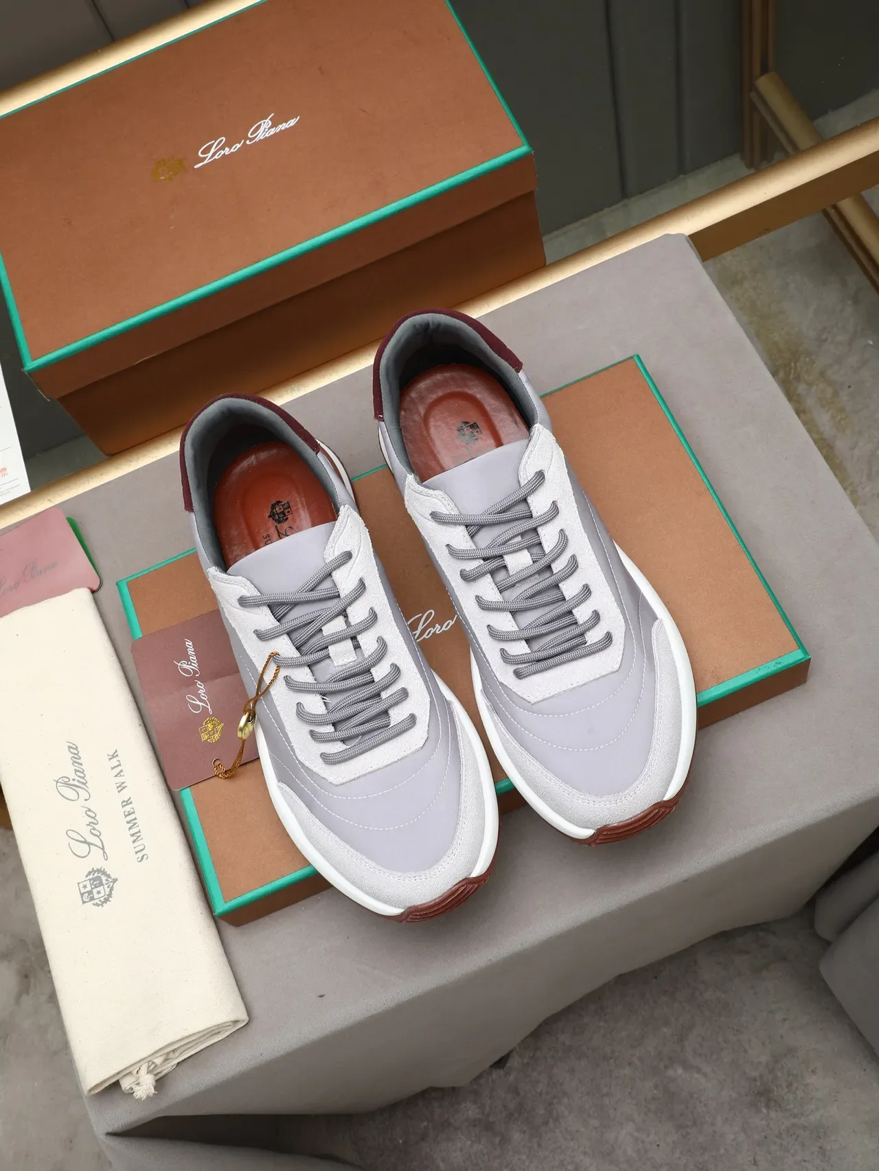 Light Gray and Burgundy Lifestyle Sneaker 2