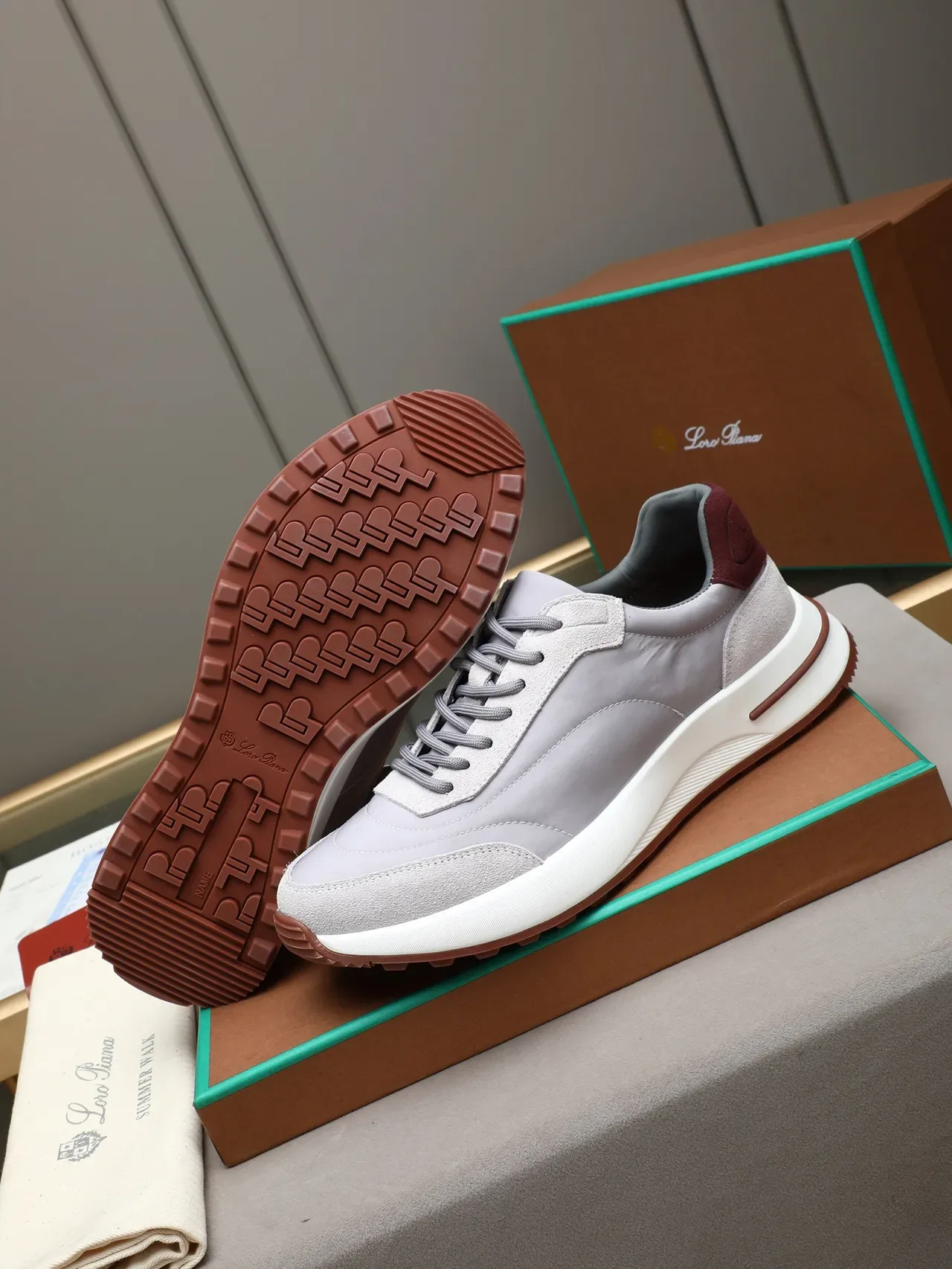 Light Gray and Burgundy Lifestyle Sneaker 4