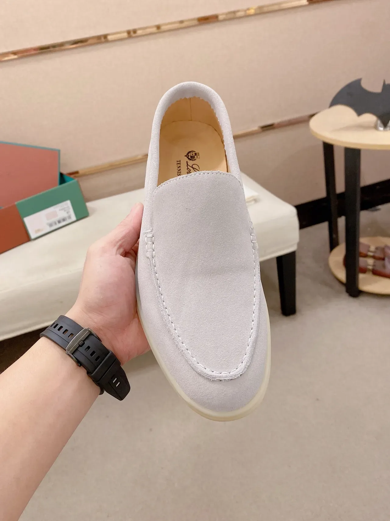 Light Pink Suede Moc-Toe Slip-On Loafers 5