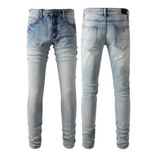 Light-Wash Distressed Slim-Fit Jeans